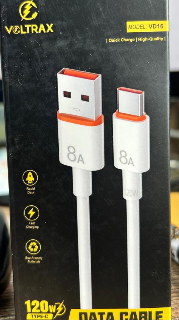 CABLE TIPO C A USB VOLTRAX VD16 120W
